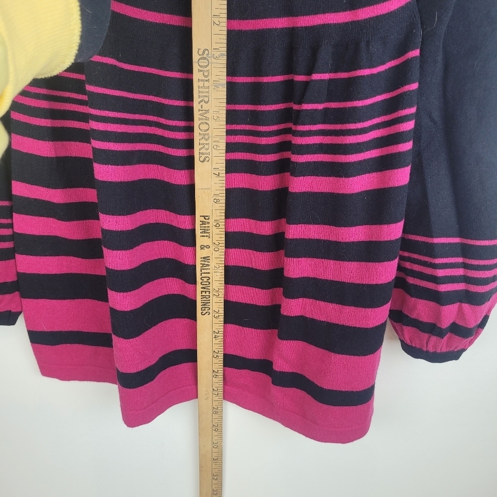 Style&Co Pink Gray Stripes Black baby doll knit sweater boho flare coquette M - Picture 7 of 10
